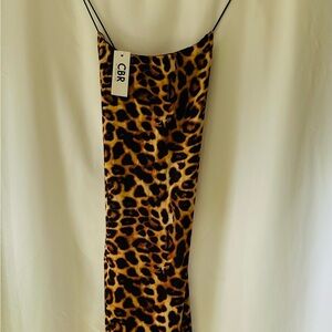 CBR Chic Leopard Print Cross-Back Strap Bodycon Dress | Size M